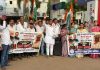 पेट्रोल, डिझेल दर वाढीच्या विरोधात जिल्हा काँग्रेस कमिटीचे निषेध आंदोलन